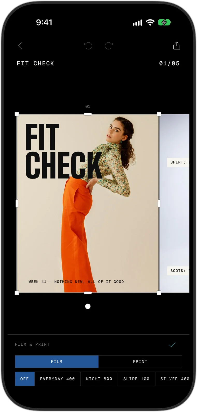 The film and print looks in the app