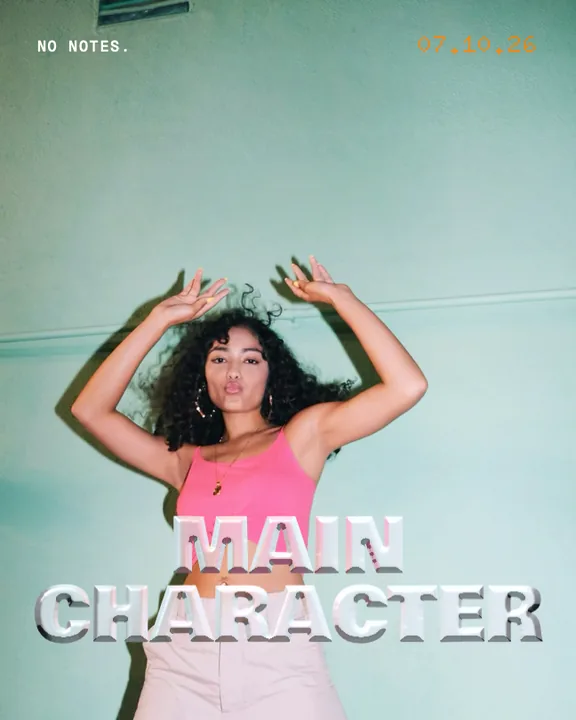 The words Main Character set in chrome letters